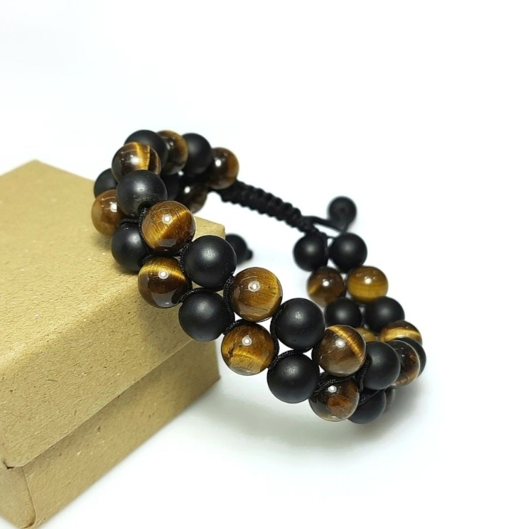 دستبند چشم ببر و اونیکس مدل 2 ردیفه