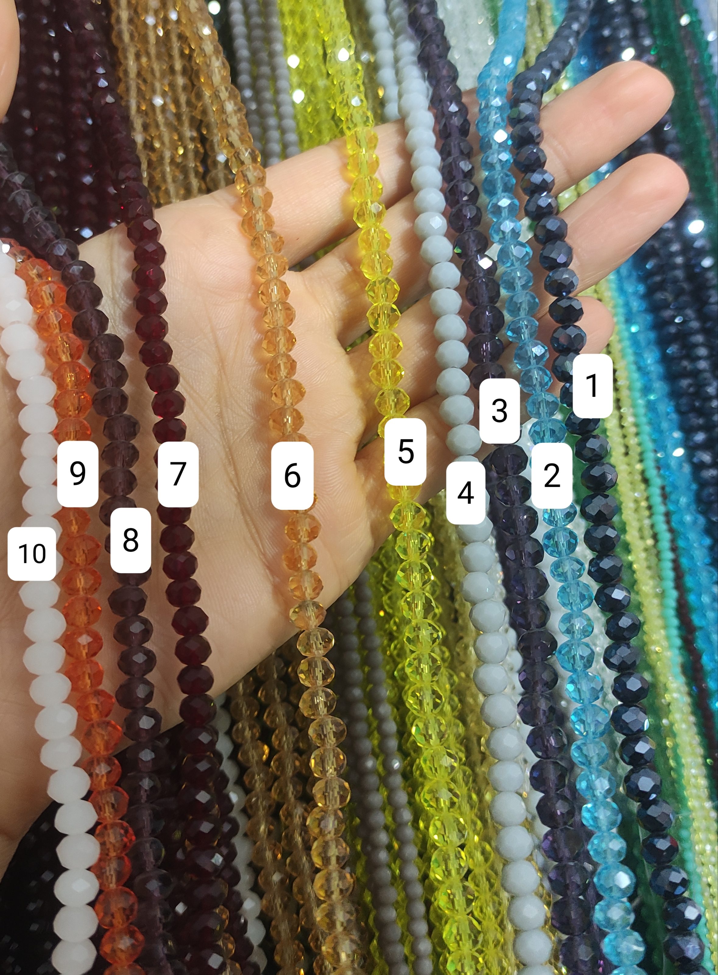 مهره کریستال رنگی سایز 6